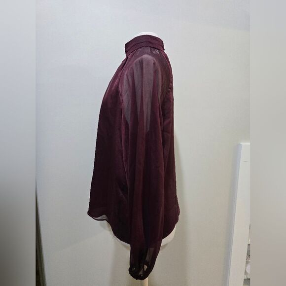 1.STATE Mock Neck Raglan Long Sleeve Blouse NWOT Size Large Burgandy - Picture 5 of 6